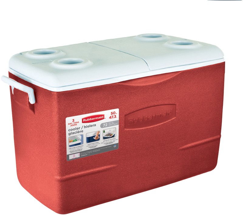 Buy the Rubbermaid 1929015 NonWheeled Cooler, Red 50 quart