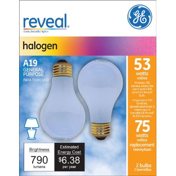 Reveal Energy Efficient Halogen Light Bulb - 53 watt/75 watt