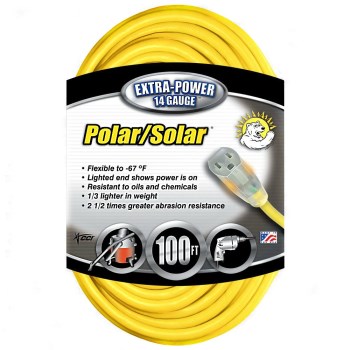 Polar/Solar Plus Series Outdoor Extension Cord, Yellow ~  100 feet