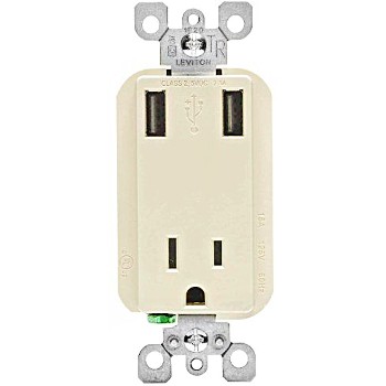 Combo Receptacle & USB Charger Ports ~ Ivory