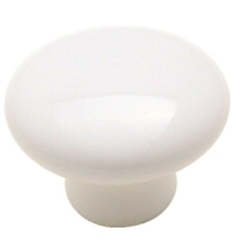 Knob - White Ceramic Finish - 1.25 inch 