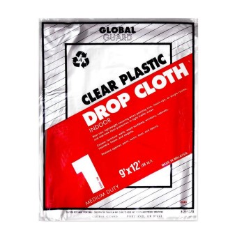 Clear Plastic Drop Cloth, 9 Ft x 12 Ft ~ 1 Mil