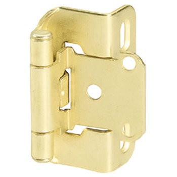 Overlay Hinge - Self Closing - Polished Brass Finish - 0.5 inch