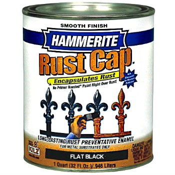 Hammerite Rust Cap, Smooth Flat Black ~ Quart