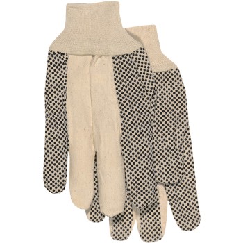 Poly/Cotton  Dotted Palm Gloves w/Knit Wrist  ~ Large 