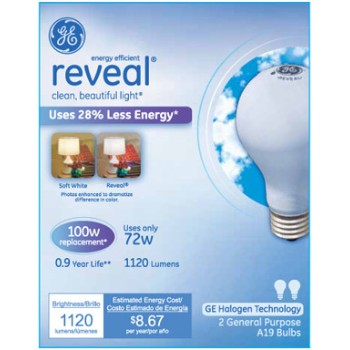Reveal Energy Efficient Halogen Light Bulb - 72 watt/100 watt