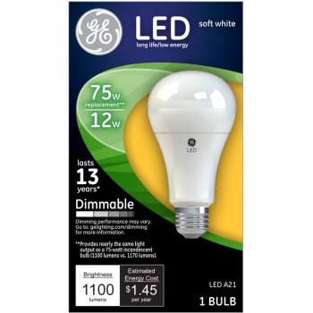 Dimmable LED Light Bulb - 12 watt/75 watt ~ Soft White