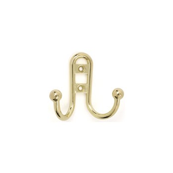 Double Prong Hook - Brass Plated Finish