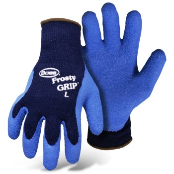 Frosty Grip Gloves,  Insulated Knit w/Latex Coated Palms Gloves ~ Large