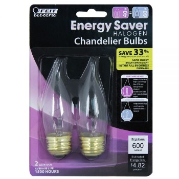 Chandelier Bulb, Clear Halogen Flame Tip~40 Watt
