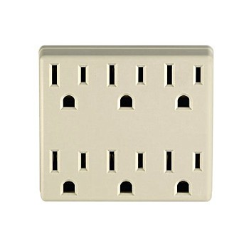 Adapter, 6 Outlets ~ Ivory