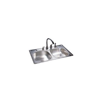 Sink, Double Bowl Stainless Steel 33 x 22 x 7