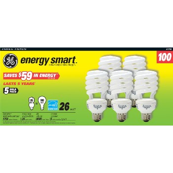 Compact Fluorescent Bulb, General Purpose 26 watt 5 pack
