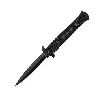 Rampage Assisted Open Stiletto, Small, Black Handle & Blade