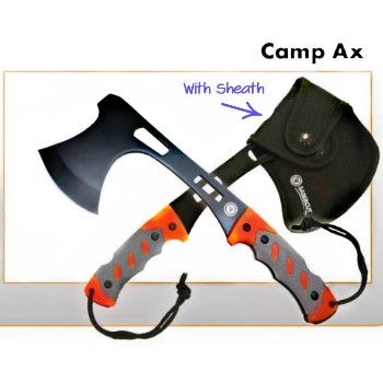Sabercut Camp Ax, Gray/Orange Handle, Black Oxide Blade
