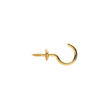 Cup Hook, Brass 1-1/2 inch 5 Pack