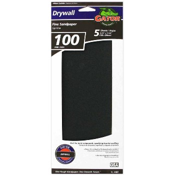 Drywall Sandpaper Sheets, 100 Grit ~ 4 1/4 x 11 1/4 inch