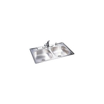 Sink, Double Bowl Stainless Steel 33 x 22 x 6