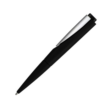 The Wedge Pen, Tapered Black Rubber Finish, Silver Clip
