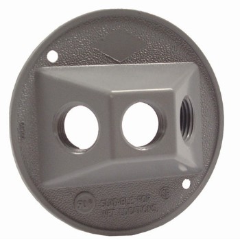 Round Cluster Cover, Weather Proof Three Hole Gray