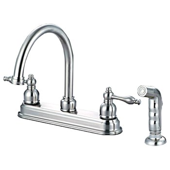 Bismark Design Two Handle Kitchen Faucet w/Spray, Satin Nickel Finish ~ 8" Ctr