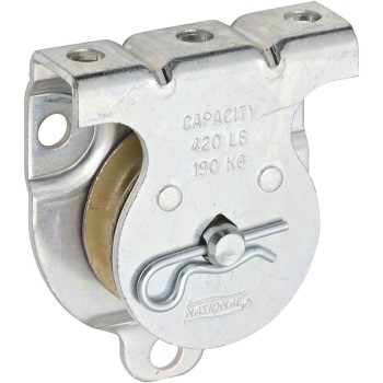 Wall or Ceiling Mount Single Pulley, Zinc Plated ~ 1-1/2"