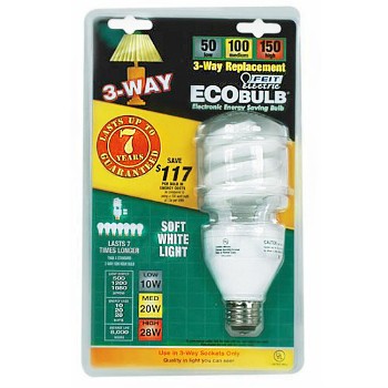 Compact Fluorescent Light Bulb, 3-Way Twist 50 Watt