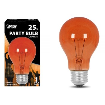 Party Light Bulb, Orange ~  120 Volt 25 Watt 