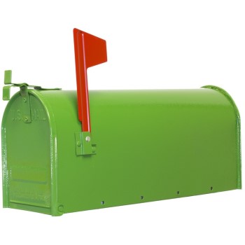 Standard Post Mount Steel Mailbox,  Green ~ 6-7/8" W x 8-3/4" H x 18-3/4" L
