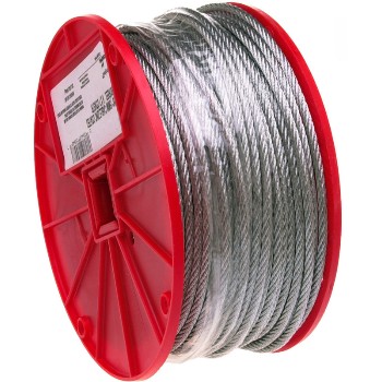 Uncoated Cable on Reel, Galvanized Finish ~ 3/32" x 500 Ft