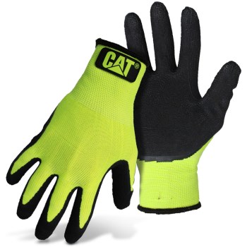 High Visibility String Knit Glove with Latex Palm ~ Large