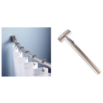 Curved Shower Rod,  Chrome Finish ~ Adjusts 45" to 72"