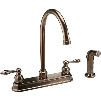 Bismark Design Two-Handle Kitchen Faucet, Classic Bronze Finish w/Spray 