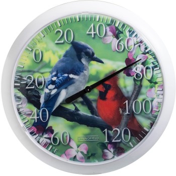 Thermometer ~ Coil Type,  13.25"  with Bird Motif 