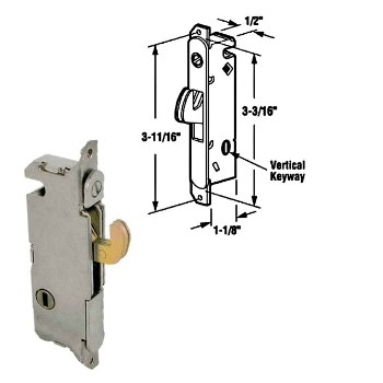 Sliding Glass Door Latch, Mortise - Round Face