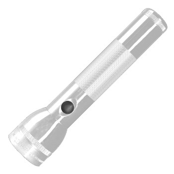 2 D Cell LED Flashlight, Silver