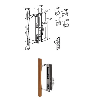 Sliding Door Handle/Lock - Black with Wood Handle