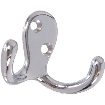 Clothes Hook, Double - Chrome Plated ~ Pack of 2 