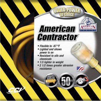 American Contractor Series Outdoor Extension Cord, Yellow ~ 50 feet