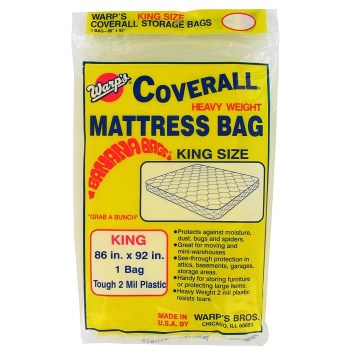 King-Size Mattress Storage Bags, Yellow ~ 86" W x 92" L x 2 Mil