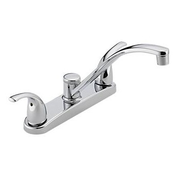 Two Handle Kitchen Faucet w/o Sprayer,  Chrome Finish ~ 8" Ctr