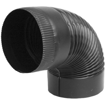 Black Corrugated Crimped End Elbow ~ 90 Degrees