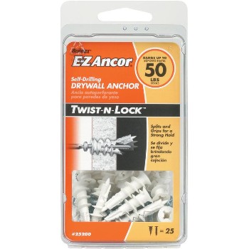 Twist-N-Lock™  Drywall Anchor, 50 lb ~  Pack of 25