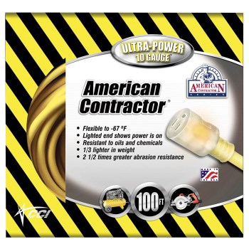 American Contractor Series Outdoor Extension Cord, Yellow ~ 100 feet