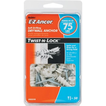 Twist-N-Lock™  Drywall Anchor, 75 lb ~  Pack of 50