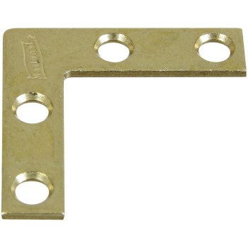 Flat Corner Brace, Brass ~ 1-1/2" x 3/8"
