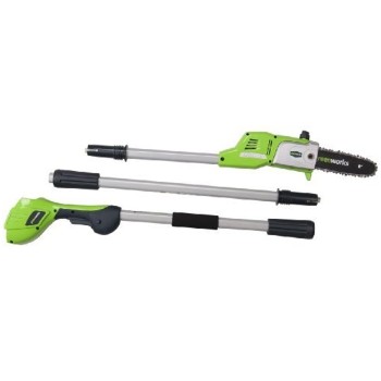 Greenworks 20V 8 Lithium Ion Cordless Pole Saw, Green