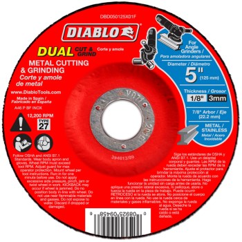 Diablo Type 27 Duo Cut/Grind Disc ~ 5" x 7/8" Arbor