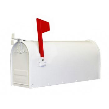Standard Size Post Mount Style Steel Mailbox, Whiite ~  6-7/8" W x 8-3/4" H x 18-3/4"L