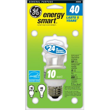 Compact Fluorescent Bulb, Mini-Spiral 10 watt